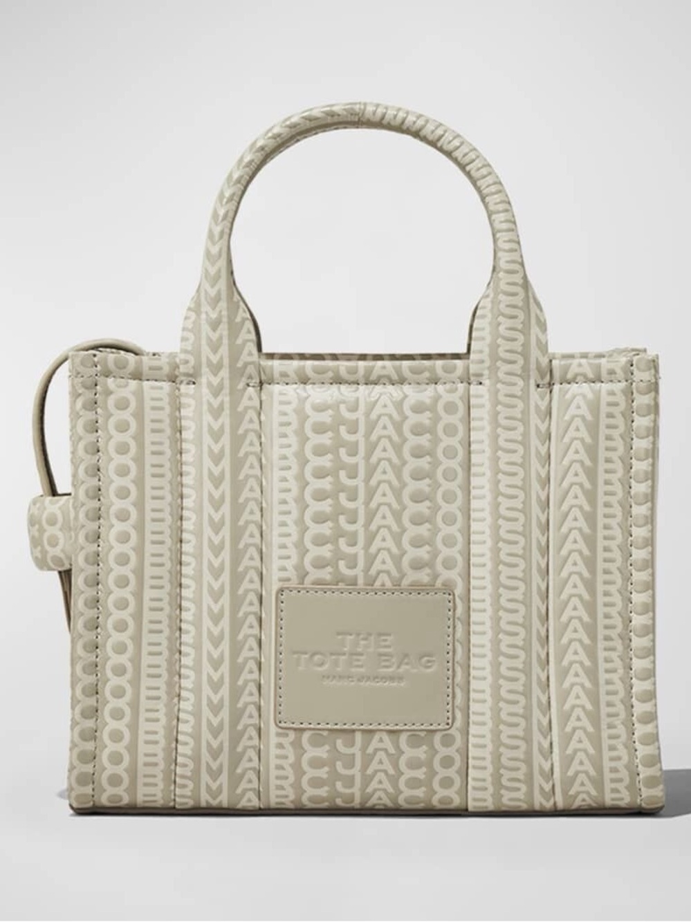 Marc Jacobs The Monogram Small Tote Bag Khaki Beige Leather